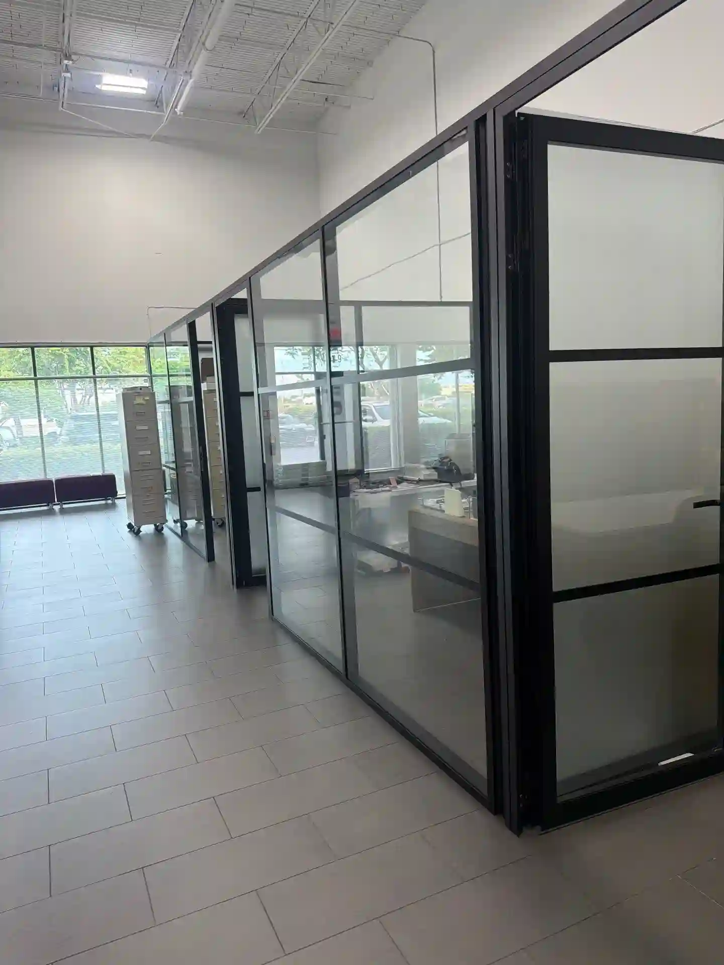 Interior glass partition installation