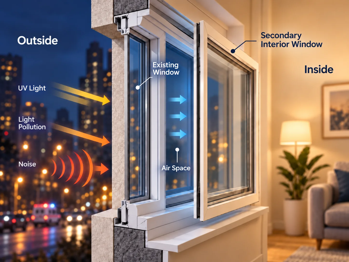 Soundproof interior window system
