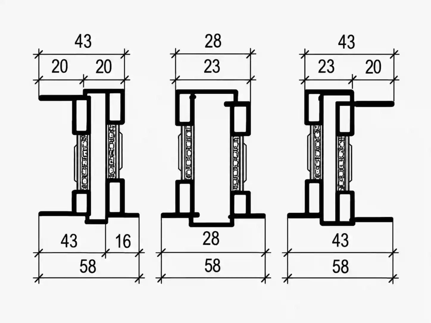 Forster UNICO XS Steel Thermal Break profile drawing