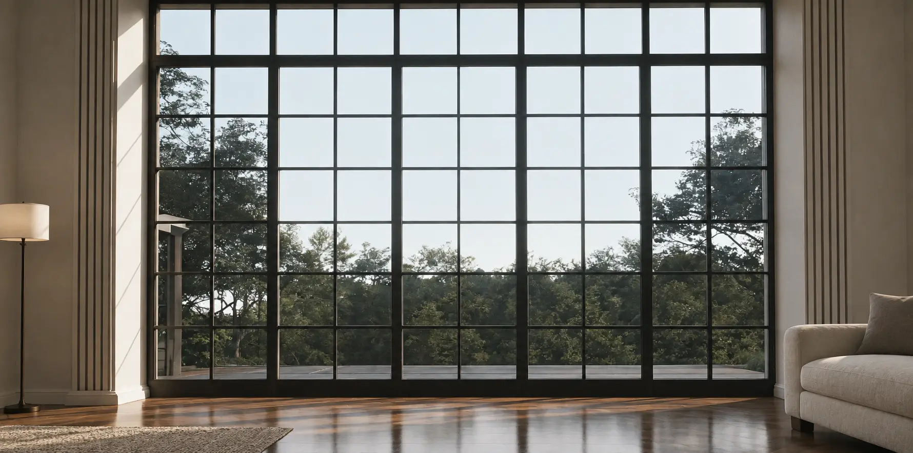 Large span architectural steel windows fullscreen